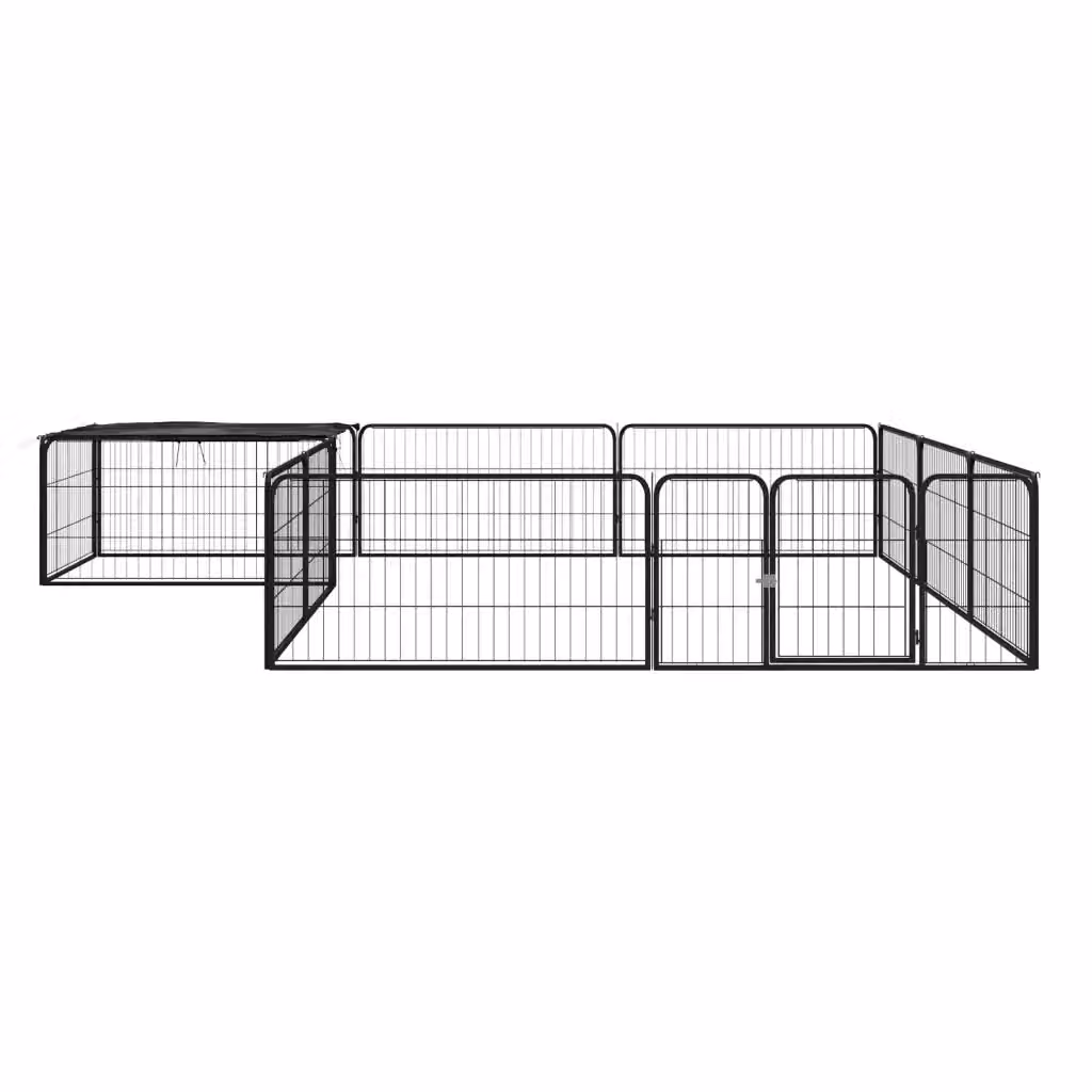 Box per cani con 12 pannelli in acciaio verniciato nero DESIGN IN, resistente alle intemperie, L: 100 cm, P: 50 cm – 2