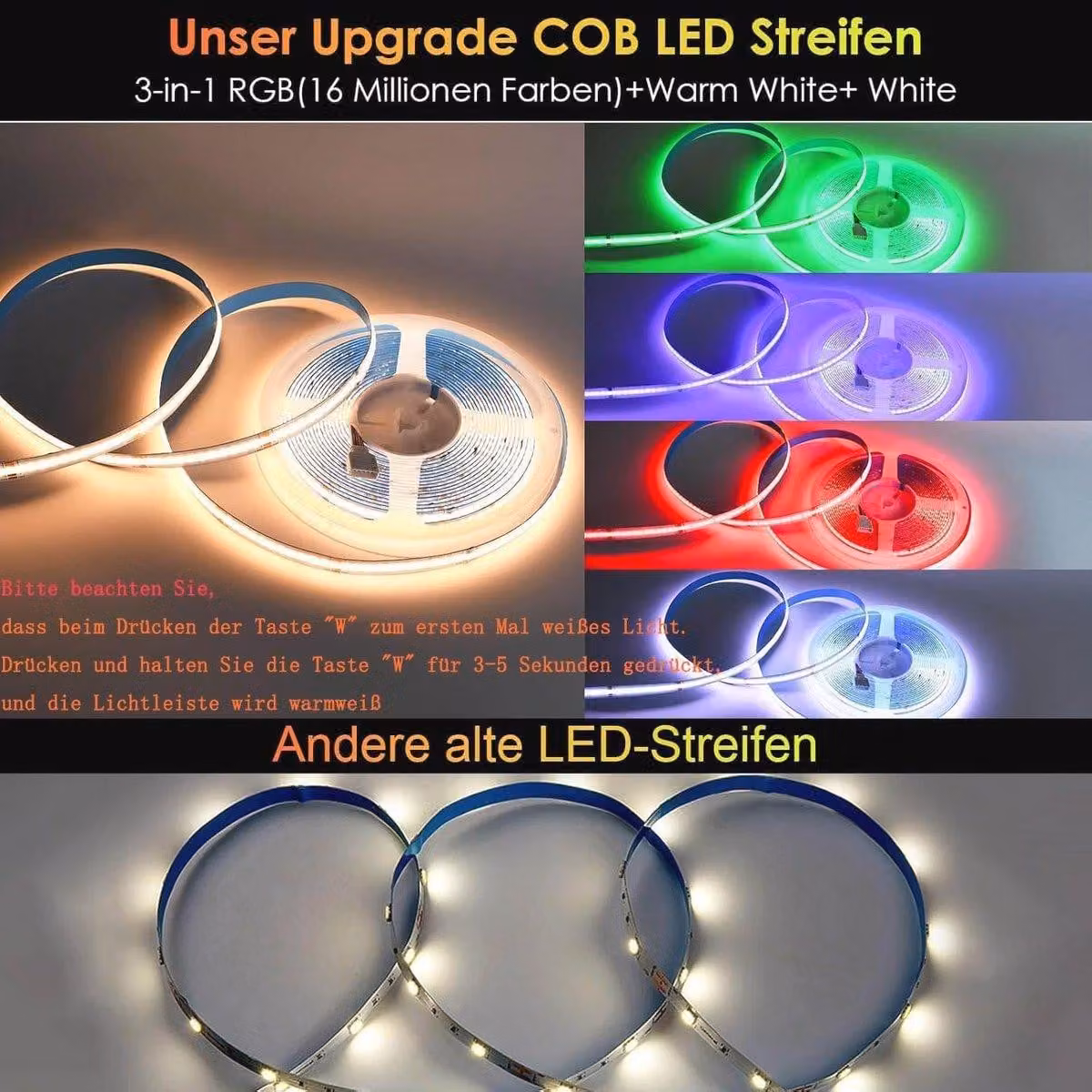 Striscia LED RGBW da 10 metri con luce bianco caldo - 6720 LED, illuminazione intelligente compatibile con Google Home e Alexa