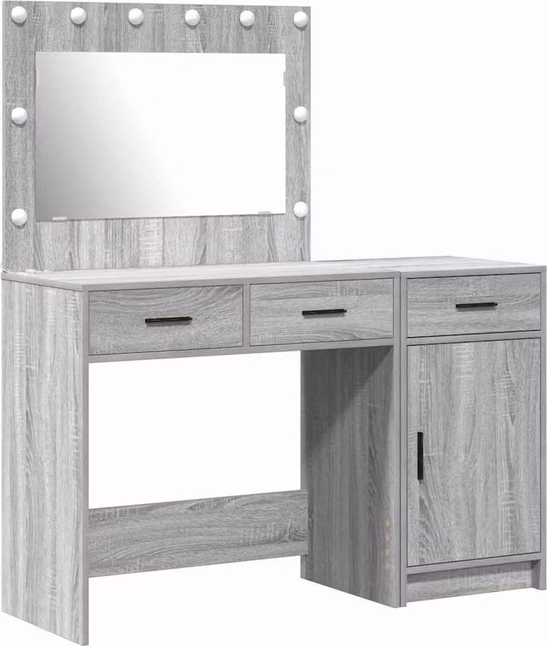 Tavolo da Trucco con cassetto 2 pcs Grigio Legno multistrato