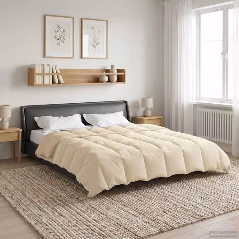 Piumino estivo reversibile vidaXL in microfibra traspirante, Beige, L: 200 cm x P: 240 cm