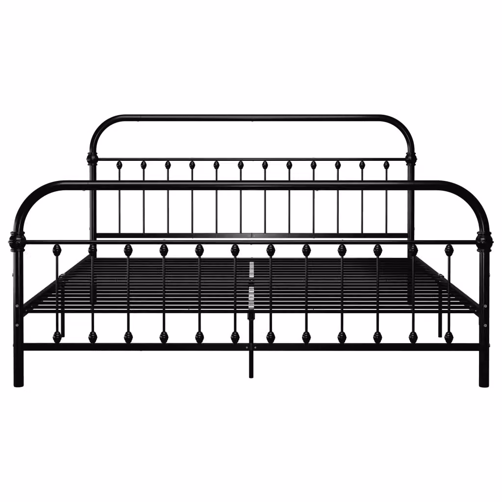 Letto con giroletto in metallo nero vidaXL L/P: 180 x 200 cm – 2