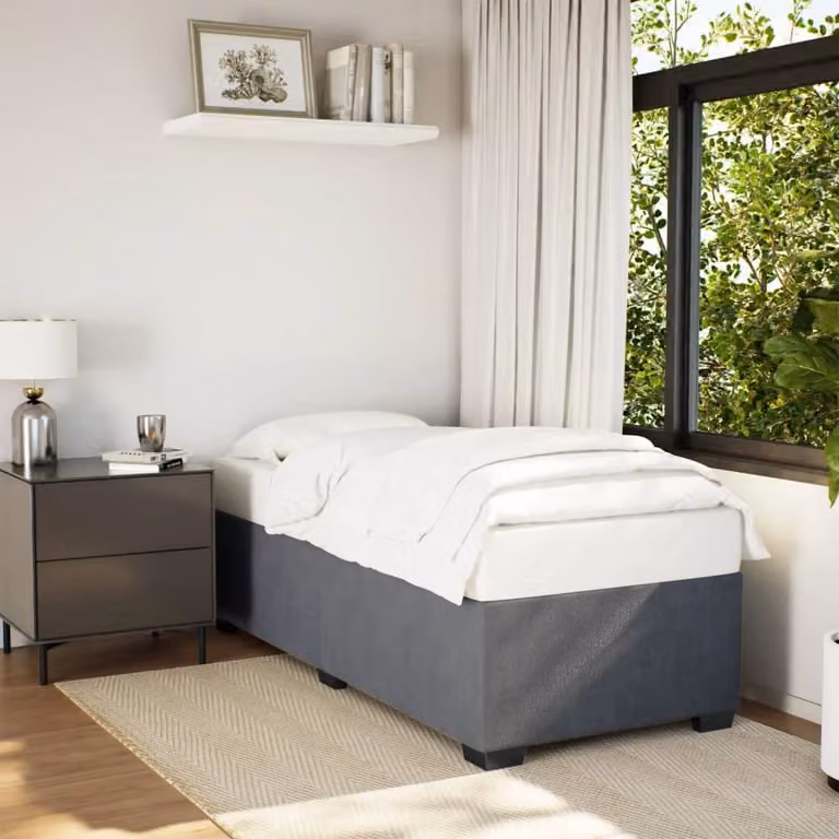 vidaXL Giroletto senza Materasso in Velluto Grigio con Doghe in Legno L/P: 100 x 200 cm