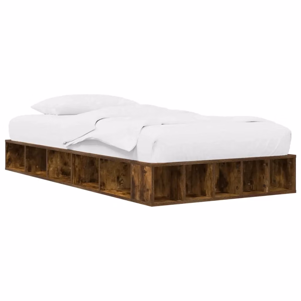 Letto con contenitore a sollevamento vidaXL in legno Rovere Fumo L 80 cm x P 200 cm – 2