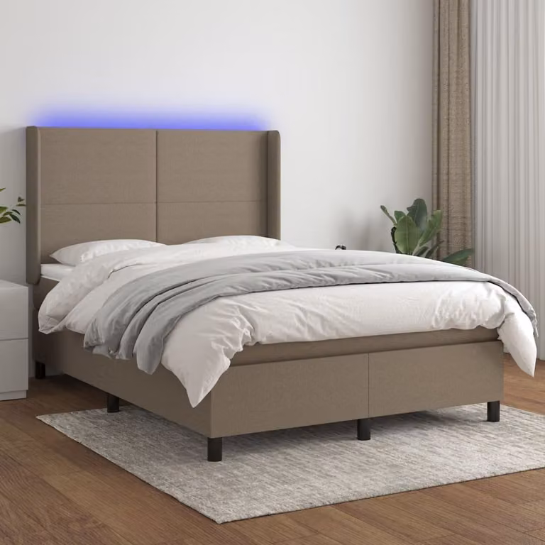 Maison Exclusive - Letto a Molle con Materasso e LED Tortora 140x190 cm in Tessuto