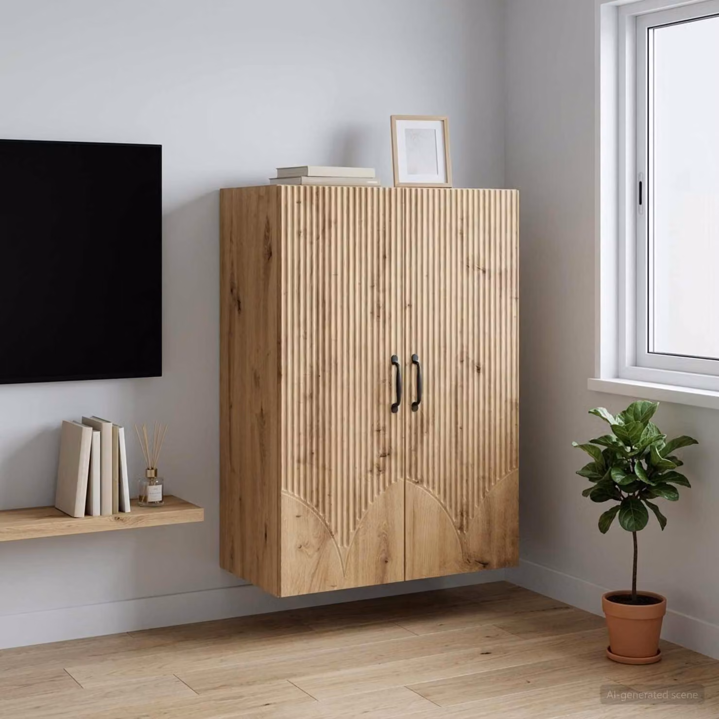 Mobiletto a muro vidaXL in legno marrone con ante a battente e ripiani interni L: 66 cm, P: 34,5 cm, H: 90 cm
