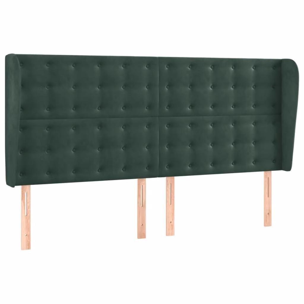 Testiera ad Orecchio Verde Scuro 203x23x118/128cm in Velluto