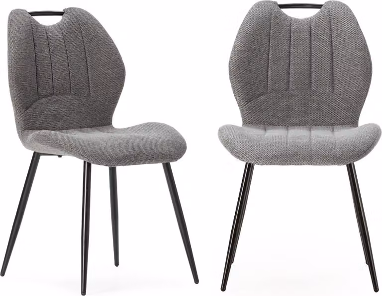 Calicosy - Set di 4 sedie in tessuto con gambe in metallo nero L48 cm - NOVA