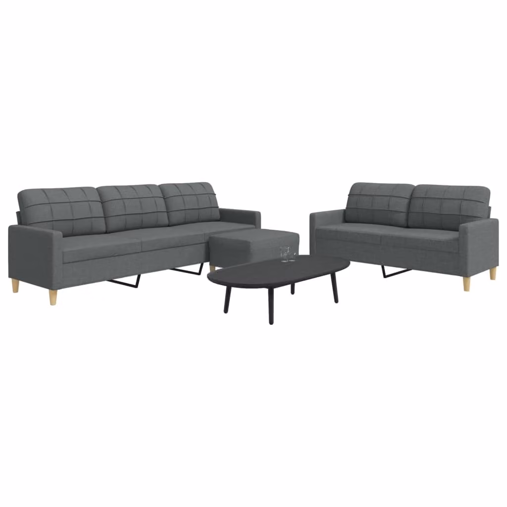Maison Exclusive - Set divano a 3 pezzi con poggiapiedi in tessuto grigio scuro