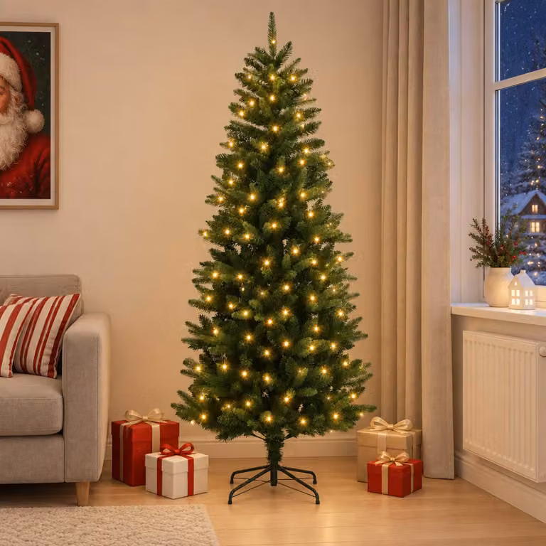 Albero di Natale artificiale verde vidaXL con 150 LED luce bianca calda, Altezza: 120 cm