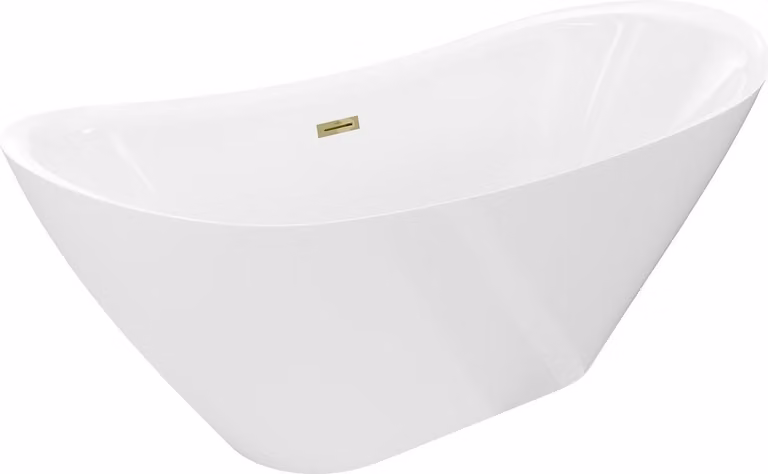 Mexen Lotos vasca da bagno indipendente 140 x 75 cm, bianca, troppo pieno dorato - 52051407700-50