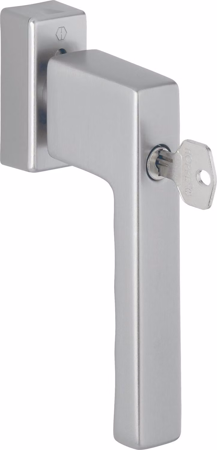 Maniglia HOPPE per finestra con cilindro di chiusura TOULON, VK 32-42 mm, alluminio anodizzato argento