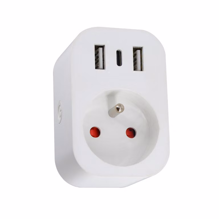 Immax NEO LITE SOcket Presa intelligente per interni con pin, tipo E, 2xUSB, 1xUSB C , WiFi
