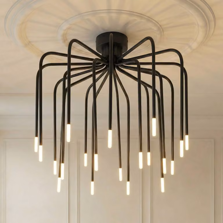 Plafoniera soffitto Ariadne Lucande, dimmerabile, Nero, Soggiorno / Sala da pranzo, Metallo, Moderno, Plafoniera