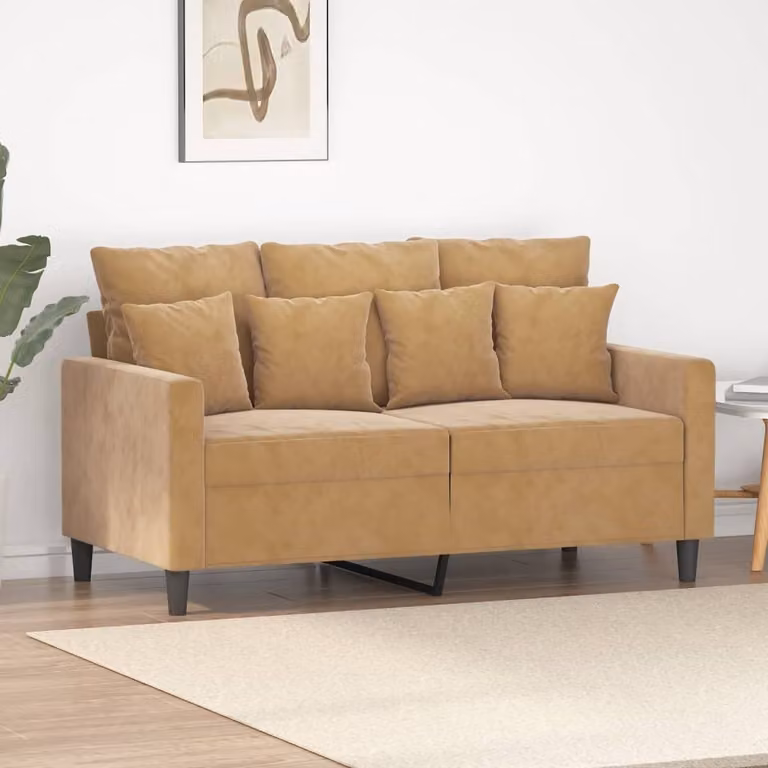 Divano esclusivo, due posti, color marrone, 120 cm, in velluto