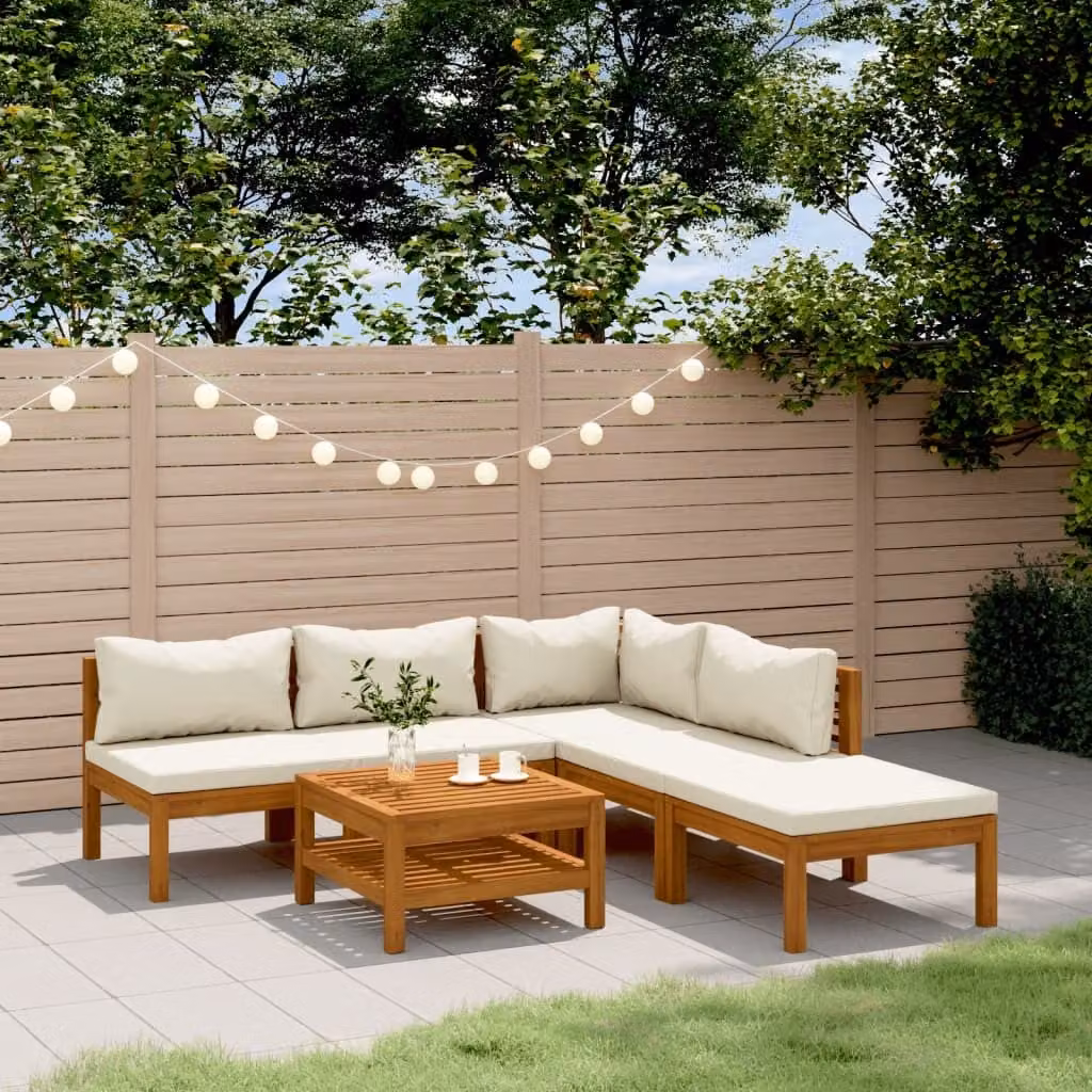 Maison Exclusive - Set da giardino da 6 pezzi con cuscini color crema, in legno massello di acacia