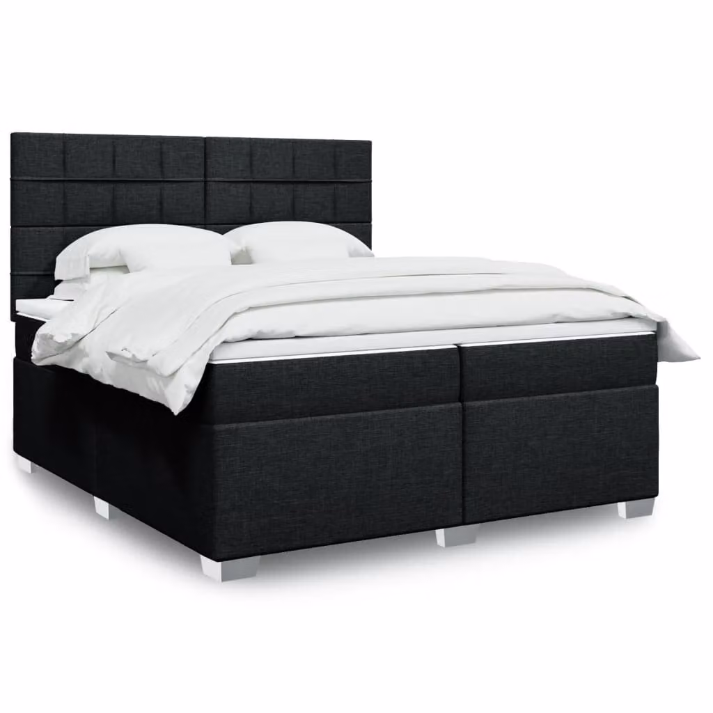 vidaXL Giroletto a Molle con Materasso Nero in Tessuto 200 x 200 cm