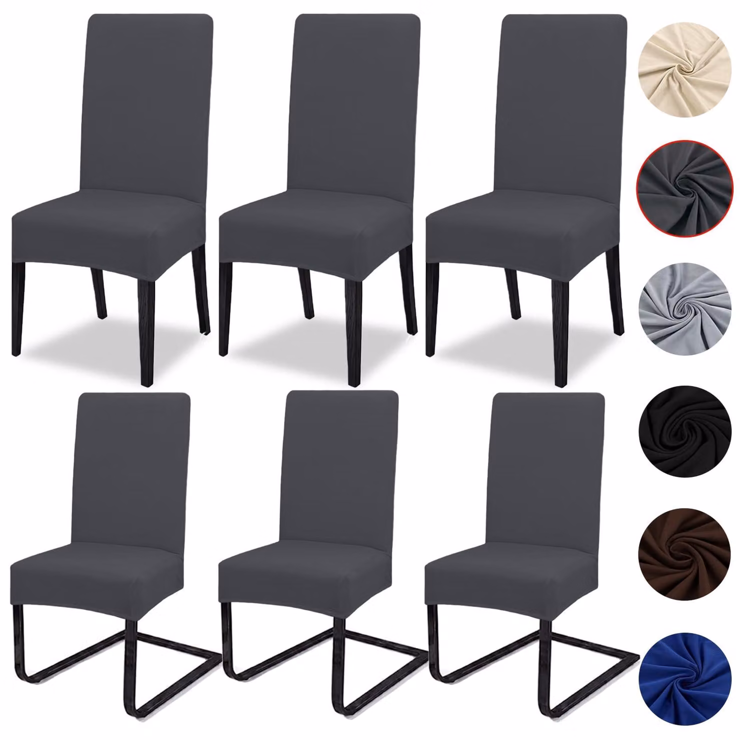 Set di 6 coprisedili - Elasticizzati e lavabili - Grigio antracite
