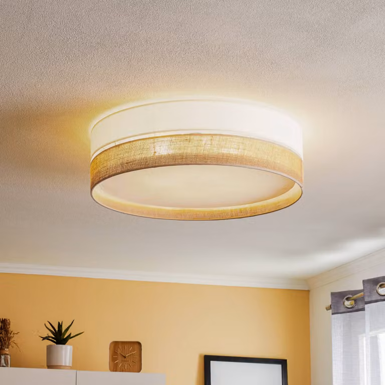 Plafoniera soffitto Linobianco TK Lighting, dimmerabile, Marrone / Ruggine, Soggiorno / Sala da pranzo, Tessuto / Stoffa / Seta, Moderno, Plafoniera