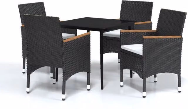 Set da Pranzo da Giardino 5 pz | Set Salotto da Giardino con Cuscini Nero