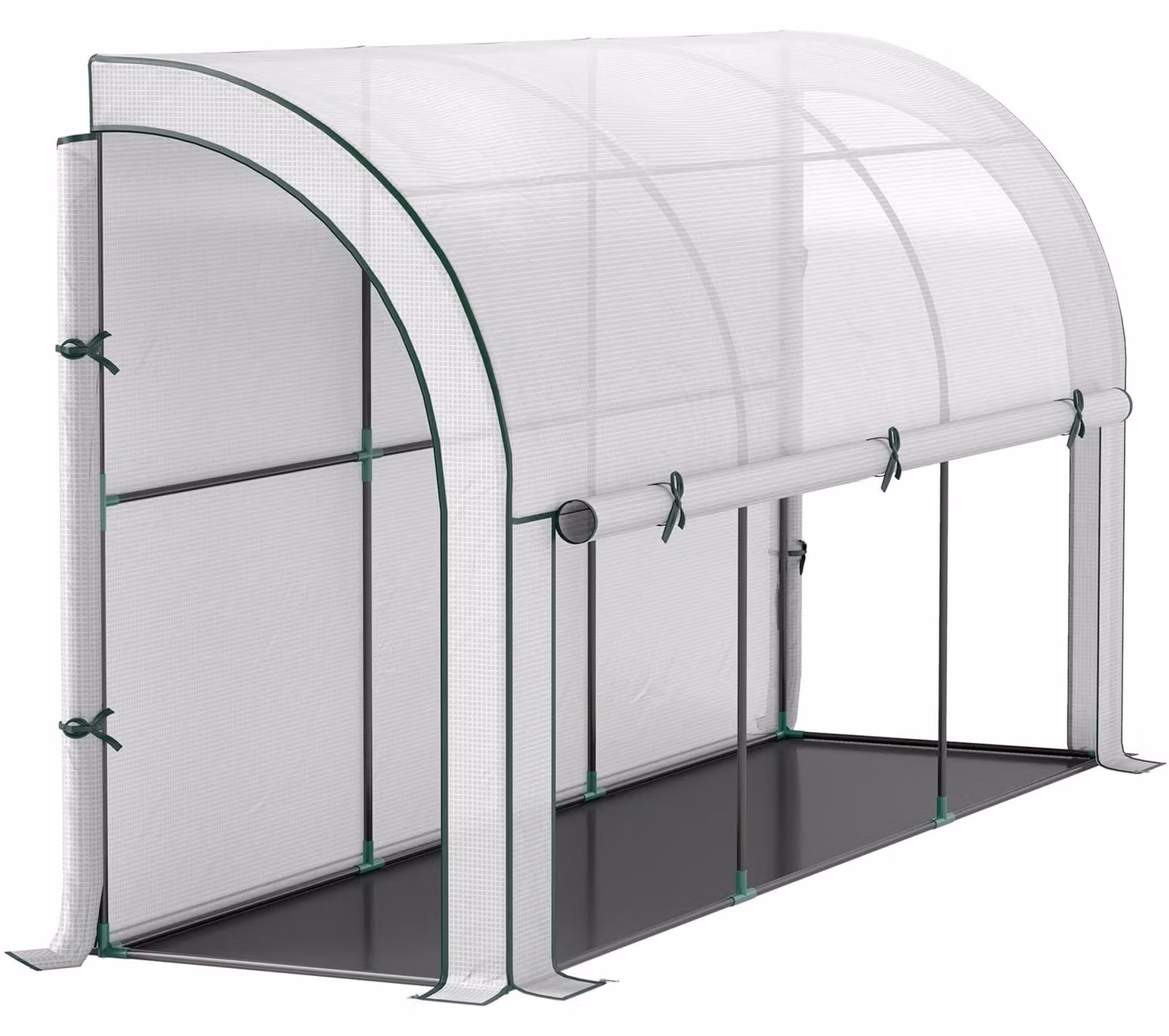 Serra Moonbite, dimensioni 300 x 80 x 157 cm, con porta a rullo, copertura resistente ai raggi UV, trasmissione della luce dell'85%, barriera contro le erbacce, montabile a parete, realizzata in plastica, colore bianco