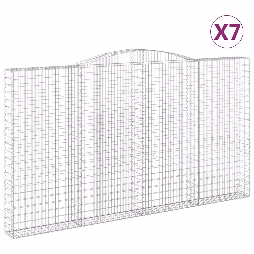 Set di 7 Cesti Gabbioni ad Arco Videx in Acciaio Zincato Argento L: 400 cm, P: 30 cm, H: 220/240 cm – 2