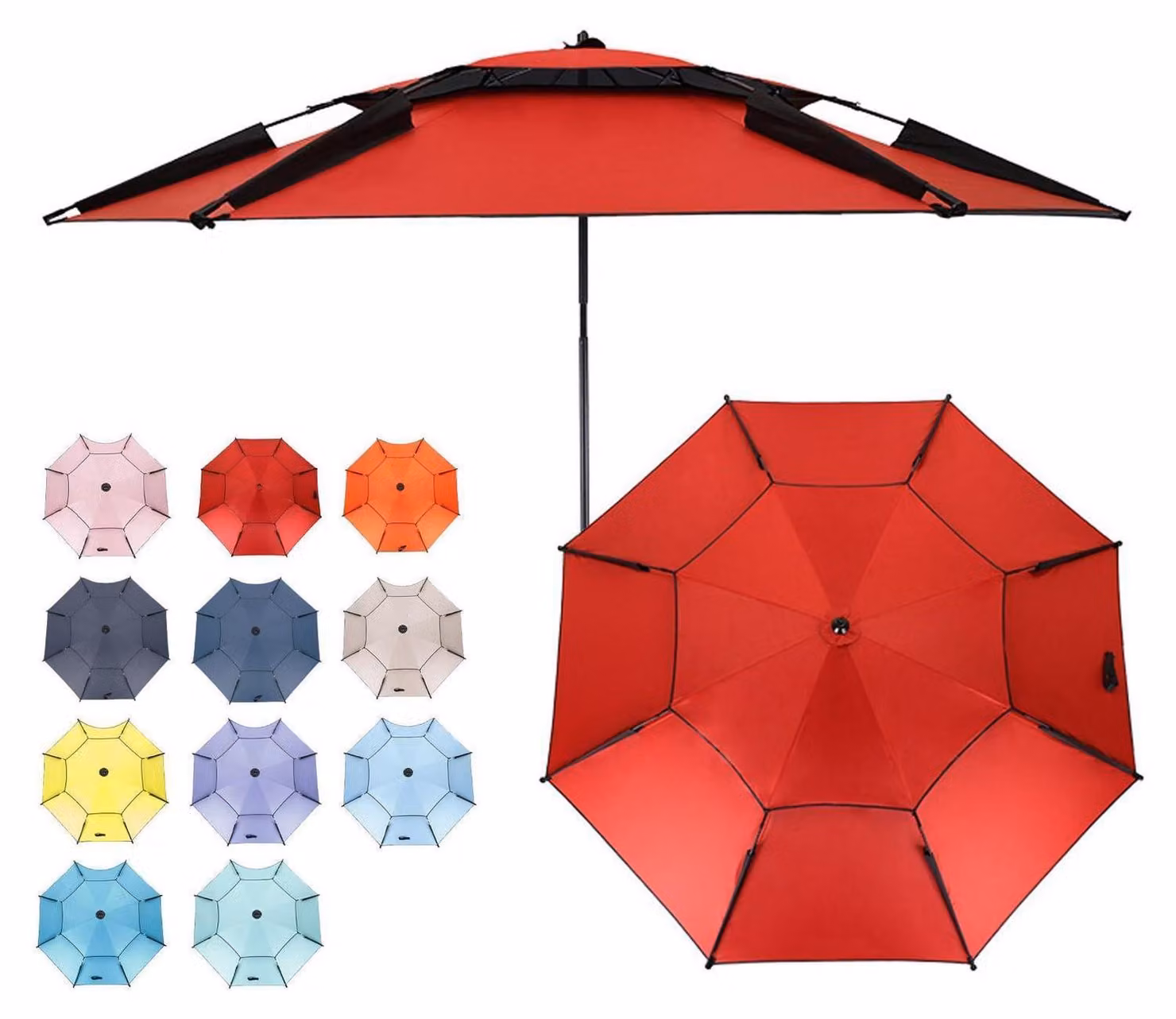 Ombrellone da spiaggia Angel Windfest con protezione UV 50+, rosso, diametro 200 cm, con picchetto per fissaggio nel terreno