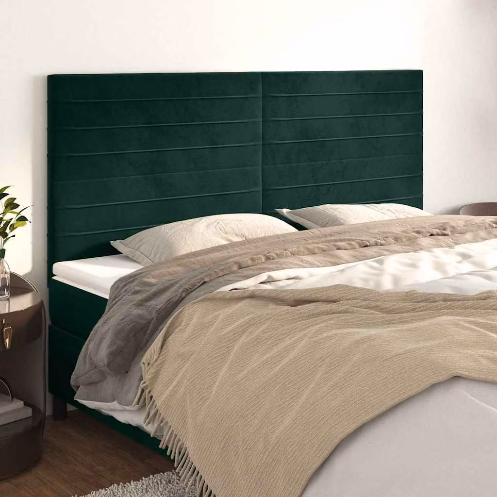 Testiera per letto vidaXL in velluto verde scuro, L: 180 cm, P: 5 cm, H: 118/128 cm
