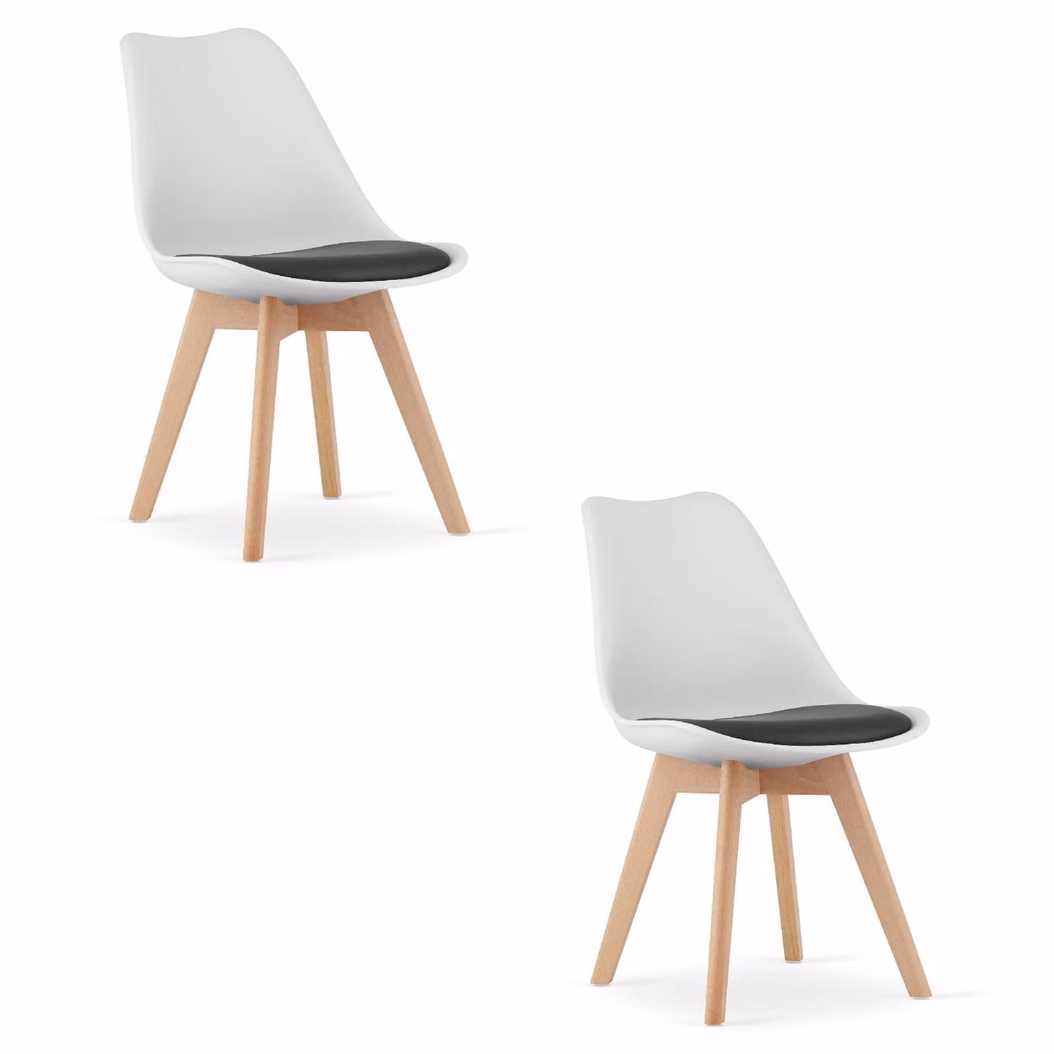 Sedia MARK bianco e nero / gambe naturali x 2