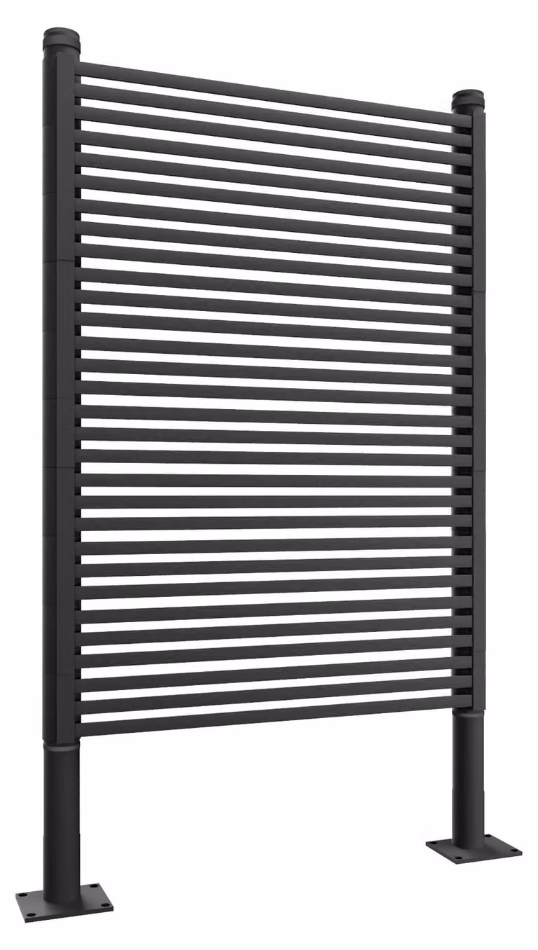 Linea - Pannello Frangivista Separè da Esterno 90,5x180 cm in Metallo e Resina Nero