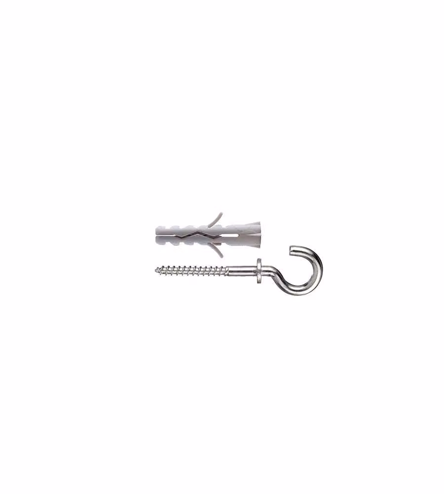 Tasselli in nylon Diam. 6 x 30 senza collarino con occhiolo aperto 12 pz.