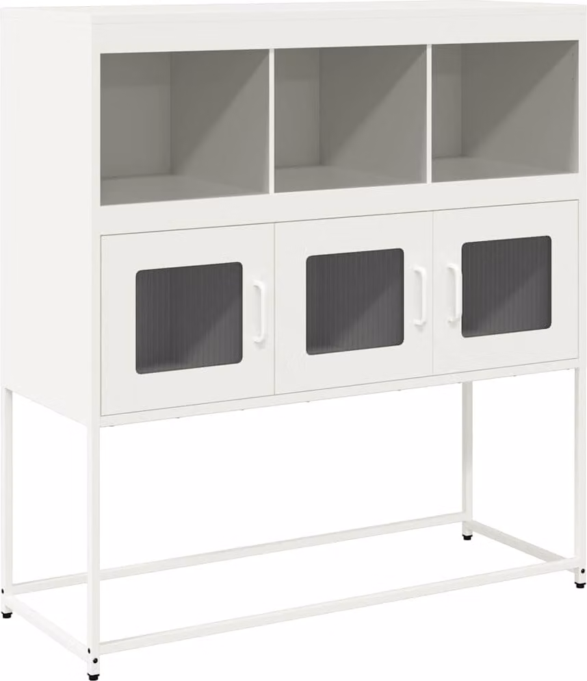 Credenza Bianca 100,5x39x107 cm in Acciaio Laminato a Freddo