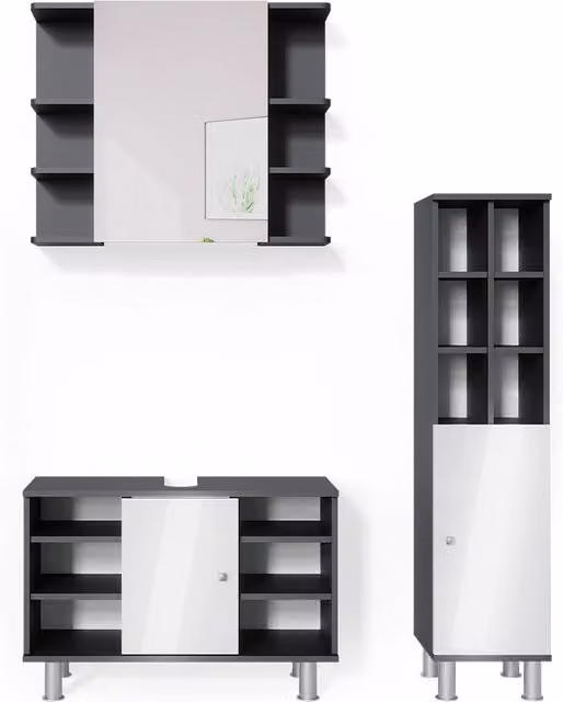 Set mobili bagno Fynn Antracite 3 pezzi Vicco