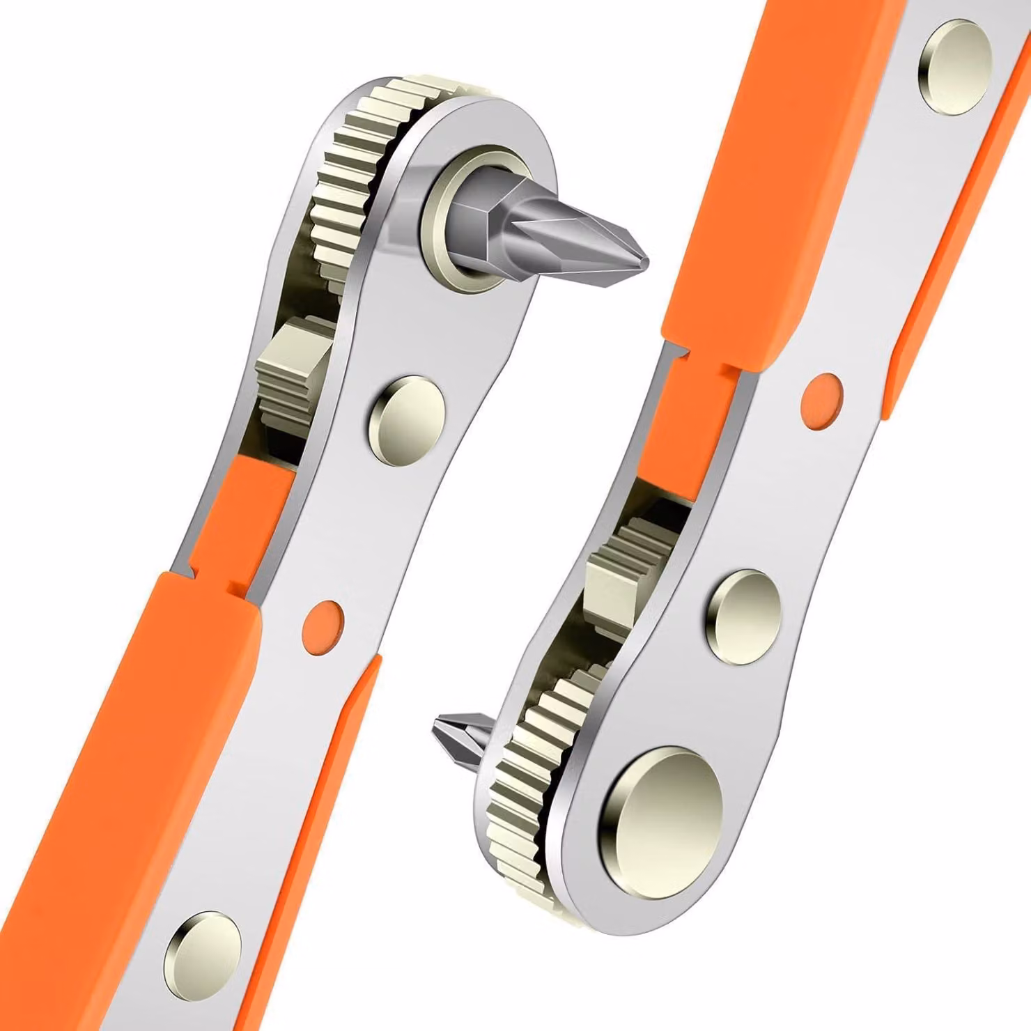 Chiave a bussola magnetica da 110 mm, 1/4 di pollice, con cricchetto, ideale per spazi ristretti, in acciaio legato, colore arancione