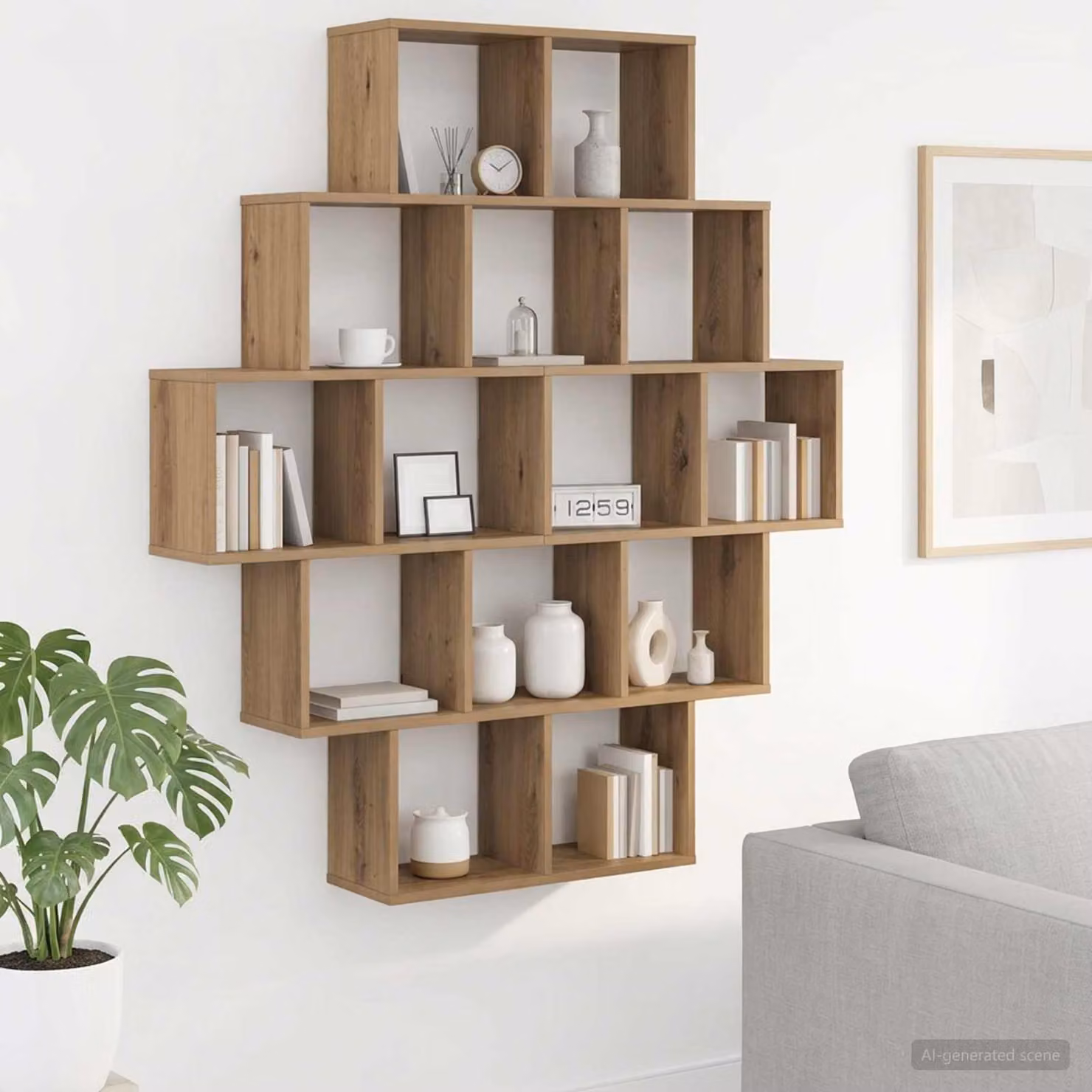 vidaXL Scaffale da parete moderno in legno color marrone L: 120 cm, P: 20 cm, H: 136 cm
