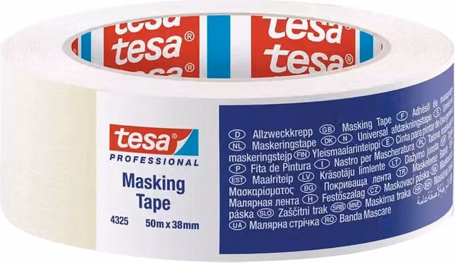 Nastro carta per maschera edilizia Tesa bianco, L: 38 mm, Lunghezza: 50 m, Confezione da 48 pezzi