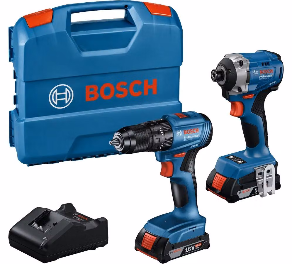 Avvitatore di sistema Bosch Professional 18V e avvitatore a percussione a batteria GDR 18V-215 + avvitatore GSB 185-LI (incl. 2 batterie ricaricabili GBA 18V 2.0Ah, caricabatterie GAL 18V-20, valigetta di trasporto)
