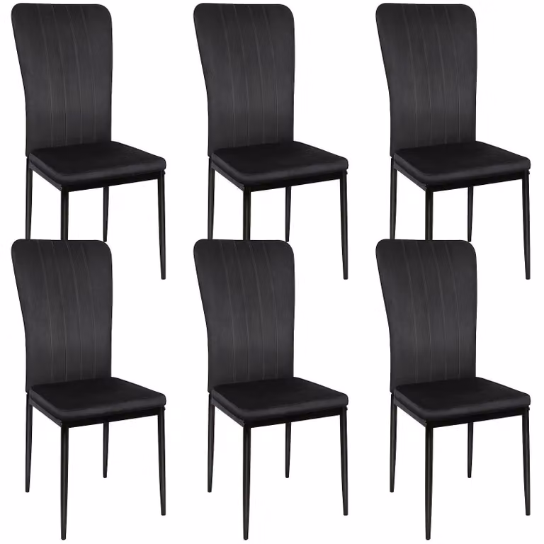 Set di 6 sedie da pranzo nere - Sedia da pranzo - Sedia da cucina - Sedia per ristorante - Sedia con schienale