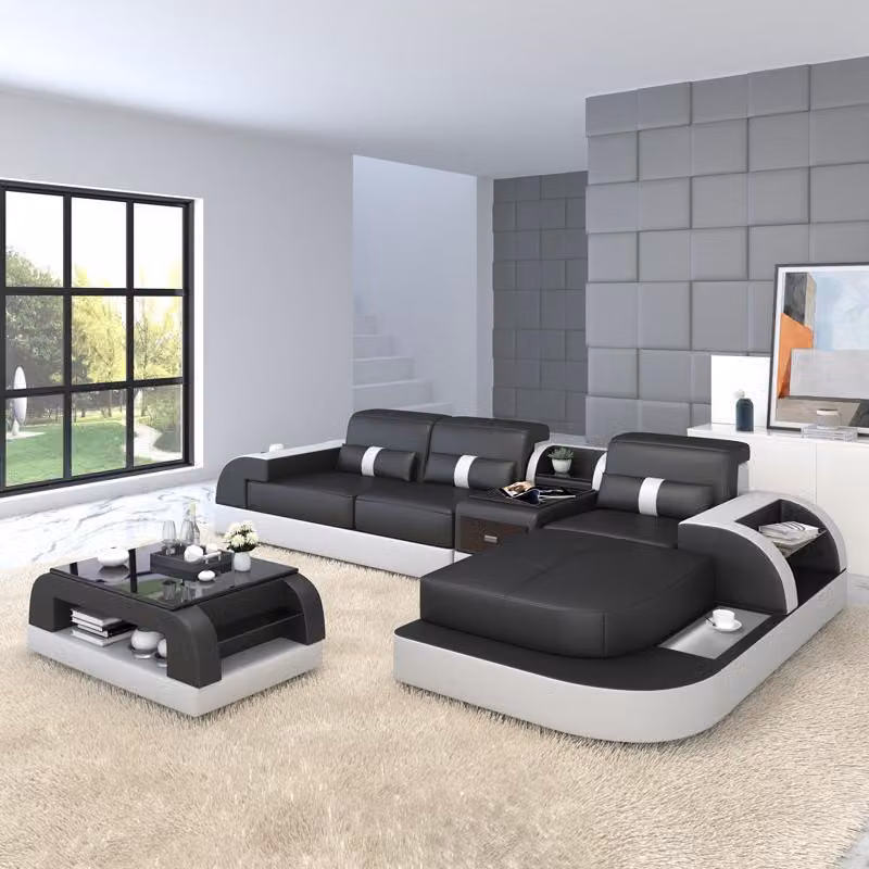 Desing Ecksofa Sofa Couch Eckgarnitur Leder Eck L-Form Wohnlandschaft Polster