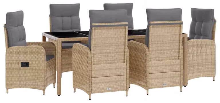 Set da pranzo per esterni 7 pcs Beige e Grigio Chiaro