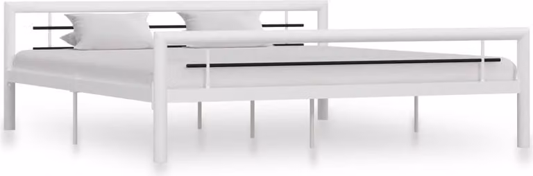 vidaXL Struttura letto in metallo bianco e nero 180×200 cm - Struttura letto - Cornici letto - Struttura letto - Letto matrimoniale