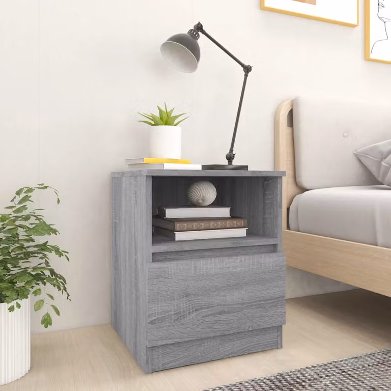 Comodino moderno da parete vidaXL in legno grigio L 40 cm, P 40 cm, H 50 cm