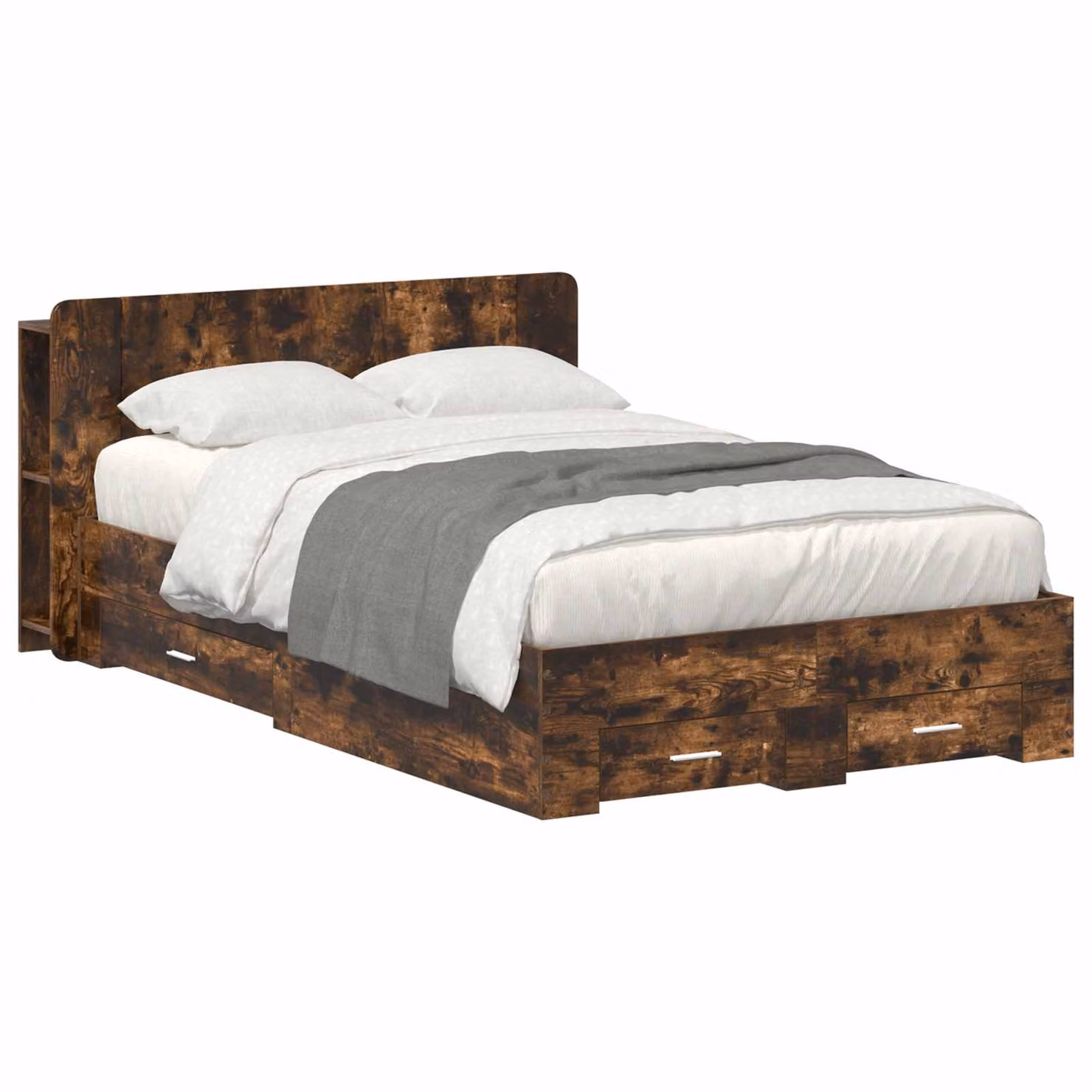 vidaXL Letto moderno con contenitore e cassetti in legno color marrone L/P: 120 x 200 cm