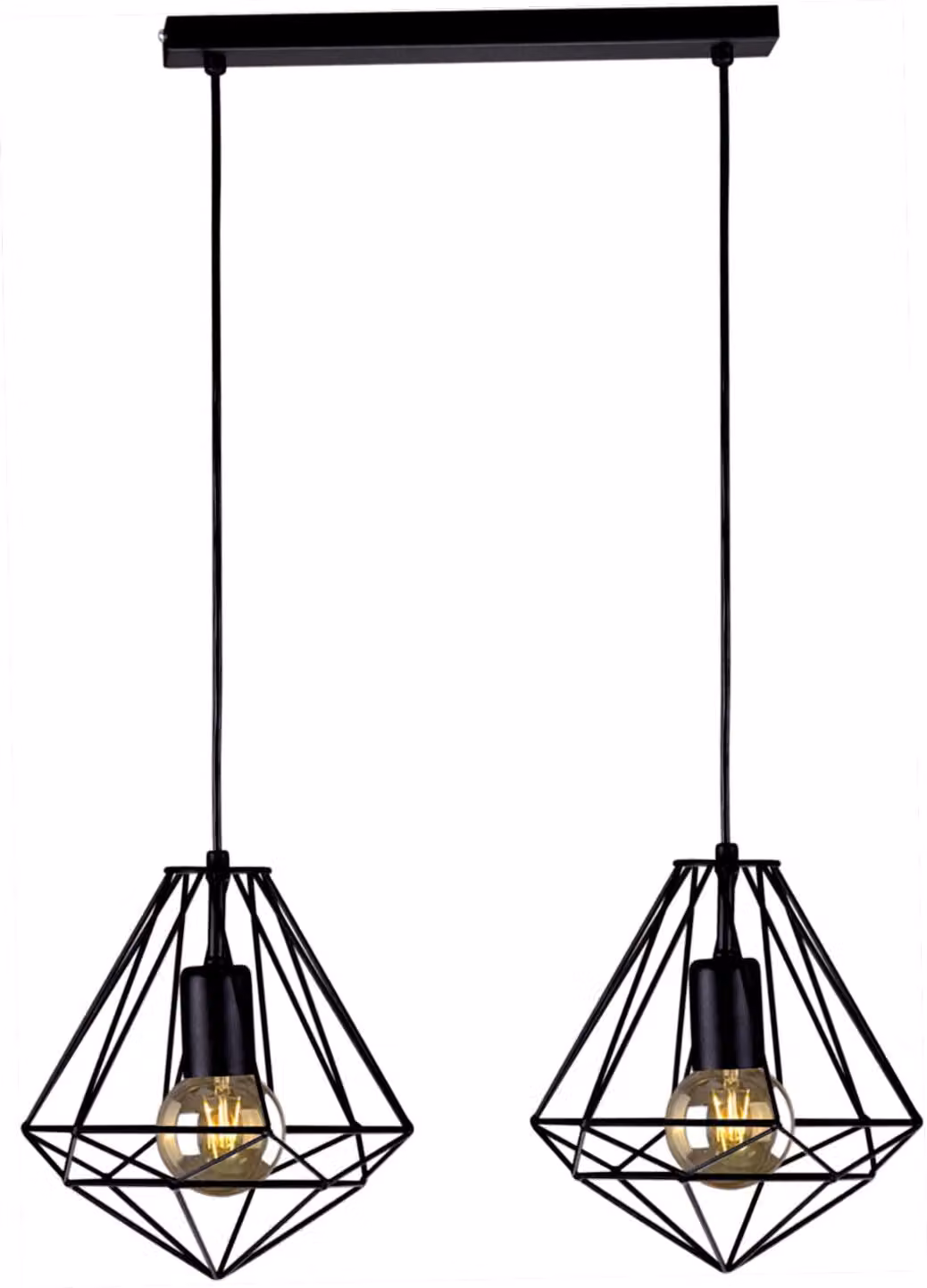 Lampada a sospensione Marko nera 2xE27x60W in metallo, dimensioni: 95x55x25 cm, IP20, Kaja