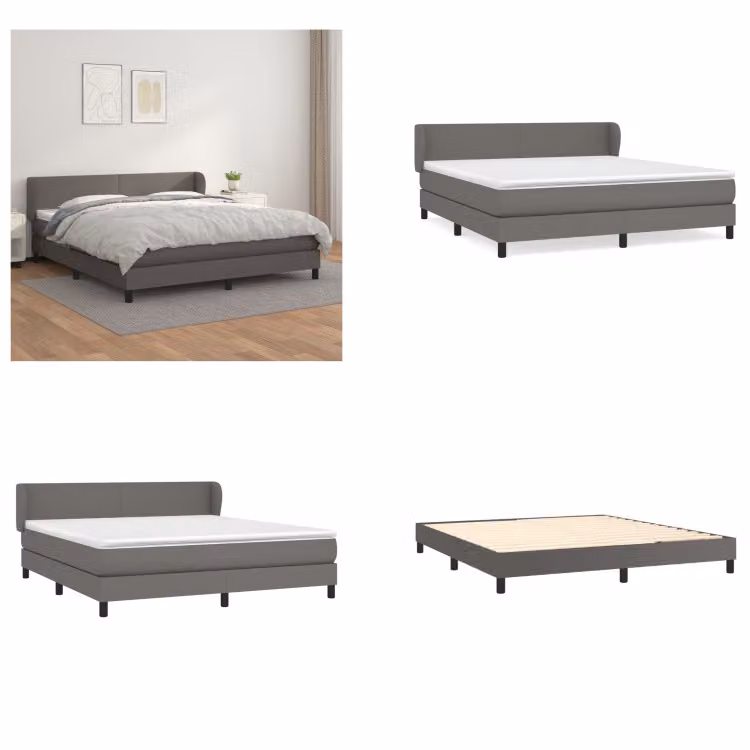 vidaXL Letto boxspring con materasso grigio 160x200 cm in Pelle finta - Letto boxspring - Boxspringbetten - Bett - Schlafzimmermöbel