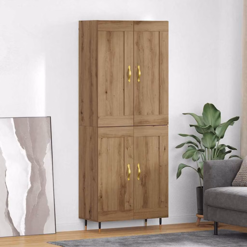 Credenza moderna vidaXL in legno e metallo marrone L: 69,5 cm, P: 34 cm, H: 90 cm