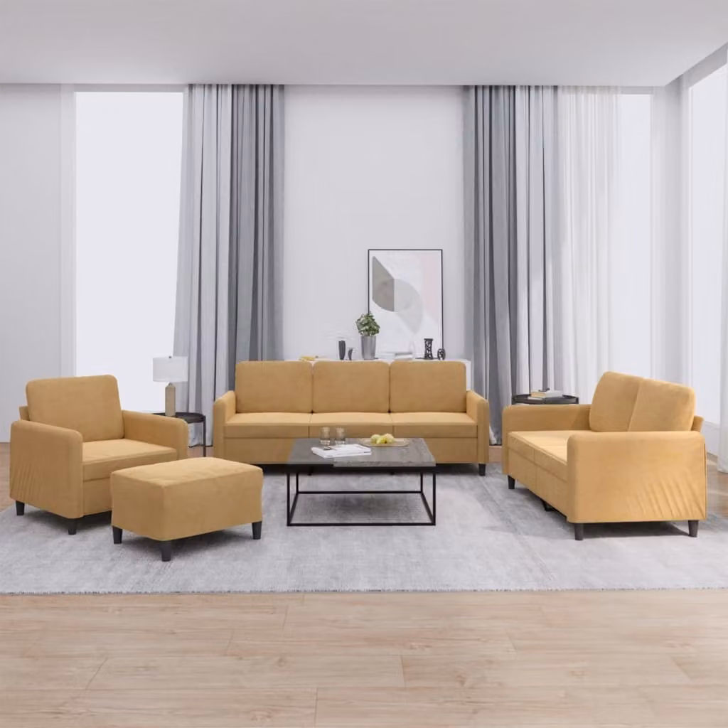 Maison Exclusive - Set divano 4 pezzi in velluto marrone