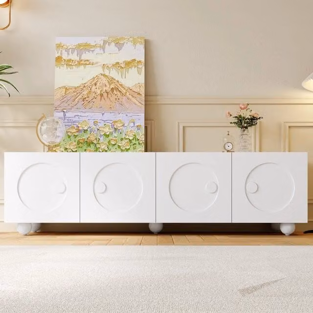 Mobile TV Basso ¨C Xylo ¨C Bianco, Legno, 180x38x50 cm