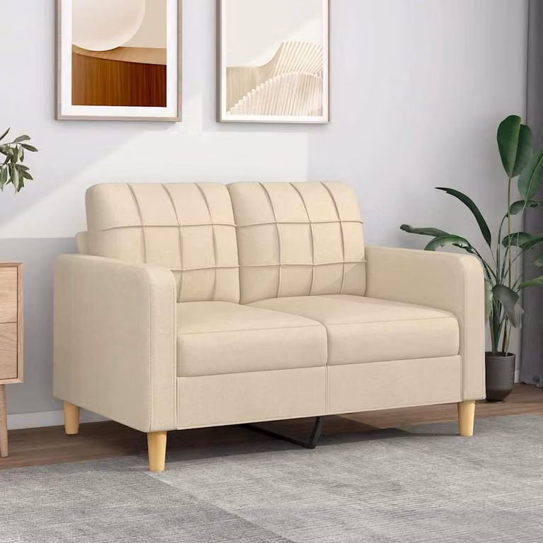 vidaXL Divano a 2 Posti Moderno in Tessuto Beige con Struttura in Metallo L: 138 cm, P: 77 cm, H: 80 cm