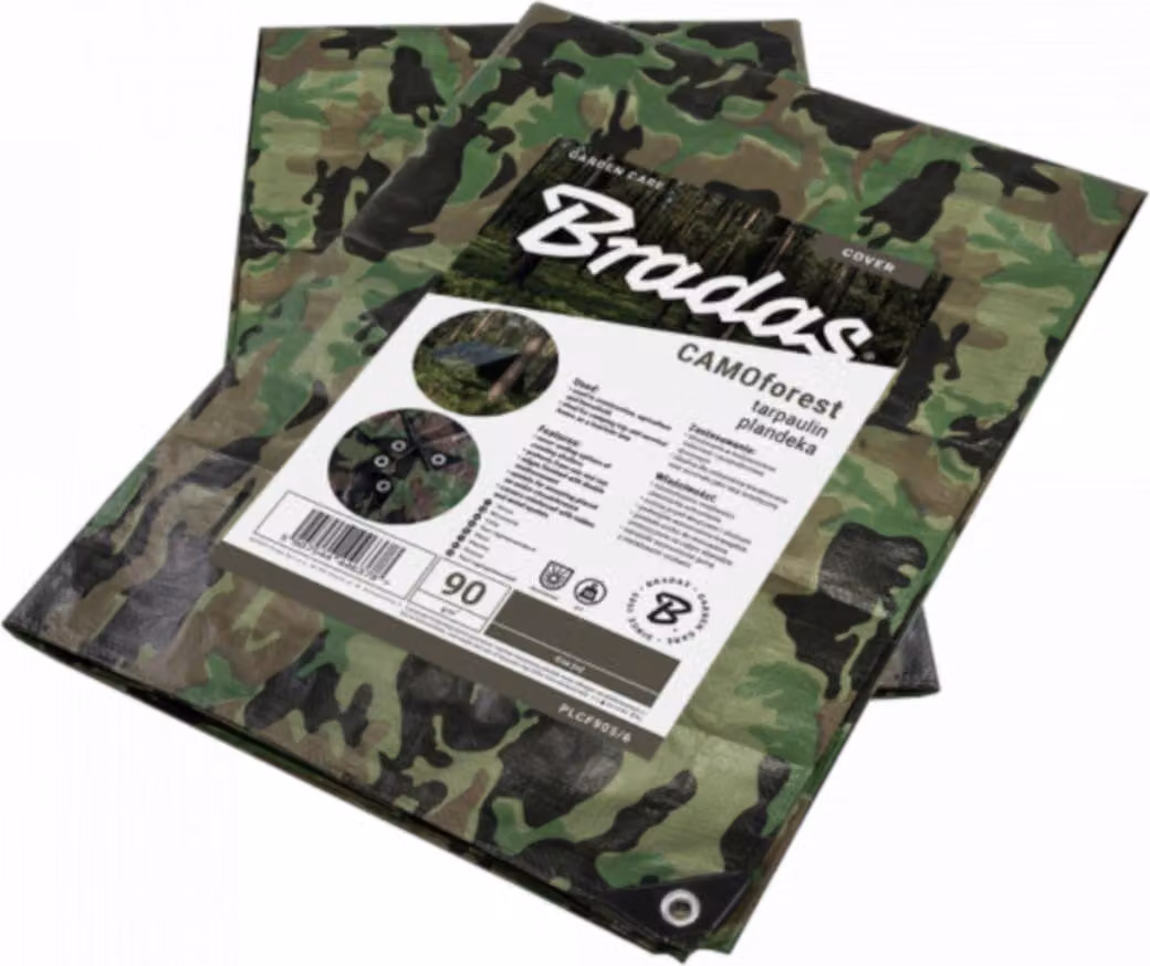 BRADAS Foglio di copertura 6x4m, 90g, mimetico CAMOforest BR-PLCF904_6