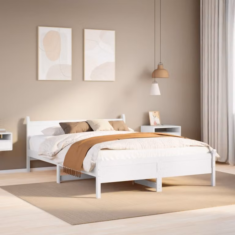 Letto senza materasso vidaXL in legno massello di pino bianco